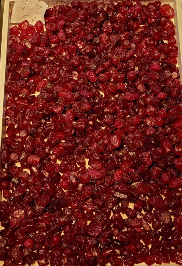 Tray filled with Rubies