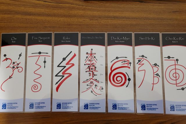 7 bookmarks featuring different Reiki symbols